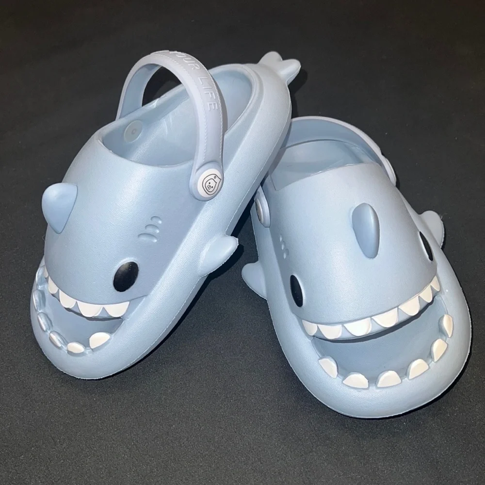 Toddler boy shark croc style slippers